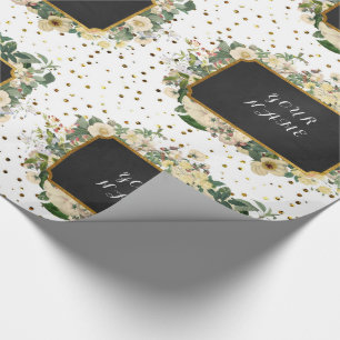 Floral Peony Persoonlijke naam Mint Green Cadeaupapier