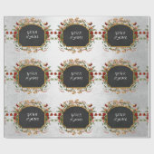 Floral Peony Persoonlijke naam Silver Roos Cadeaupapier (Vlak)