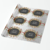 Floral Peony Persoonlijke naam Silver Roos Cadeaupapier (Uitgerold)