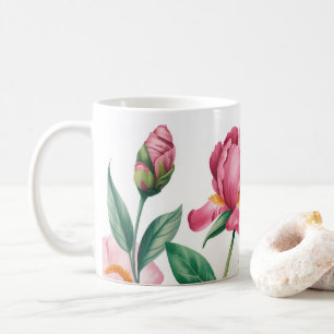 Floral Peony & Roos Garden Art Coffee Mok