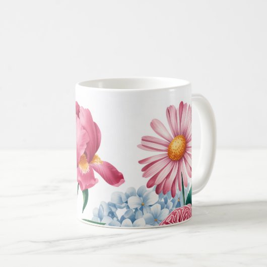 Floral Peony & Roos Garden Art Coffee Mok (Voorkant rechts)