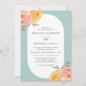 Floral Peony Roos Spring Wedding Kaart (Voorkant)