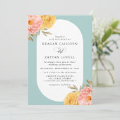 Floral Peony Roos Spring Wedding Kaart (Staand voorkant)