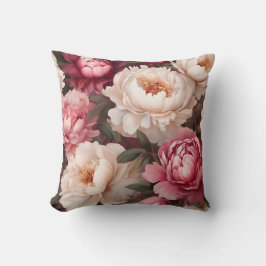 Floral Peony Roze en Wit Sierkussen