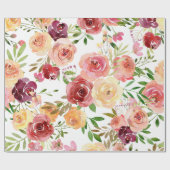 Floral Peony Rozen Pattern for her Girly Cute Cadeaupapier (Vlak)
