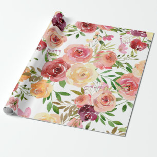 Floral Peony Rozen Pattern for her Girly Cute Cadeaupapier