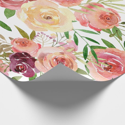 Floral Peony Rozen Pattern for her Girly Cute Cadeaupapier (Hoek)
