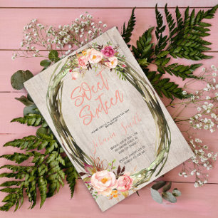 Floral Peony Rustic 16 Sweet Sixteen Birthday Kaart