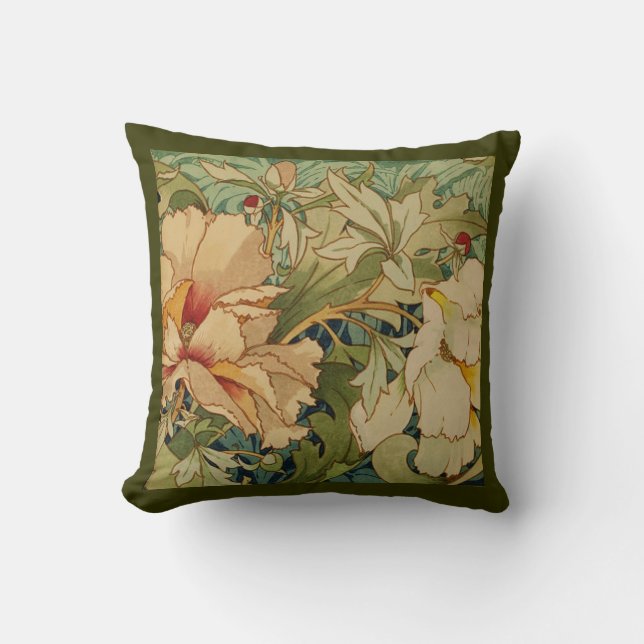 Floral Peony  Victoriaans Pillow Throw Kussen (Voorkant)