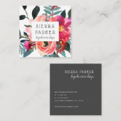 Floral Peony Waterverf Design Visitekaartje (Voorkant / Achterkant)