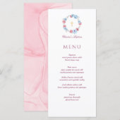 Floral Peony Wreath Baptism Christening Menu (Voorkant / Achterkant)