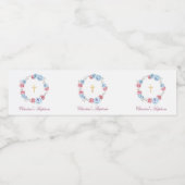 Floral Peony Wreath Baptism Christening Water Bott Waterfles Etiket (Enkel label)