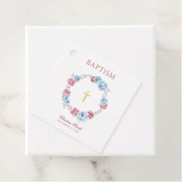 Floral Peony Wreath Boy Girl Baptism Christening Bedankjes Labels