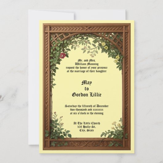 Floral Pergola Frame Wedding Kaart (Voorkant)
