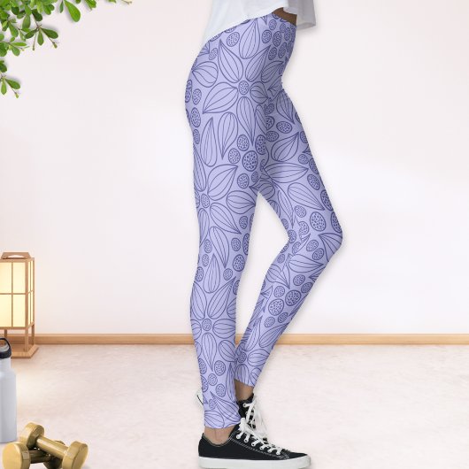 Floral Periwinkle blauw Paarse Leggings