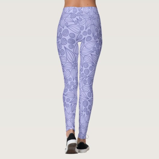 Floral Periwinkle blauw Paarse Leggings (Achterkant)