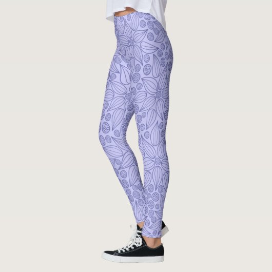 Floral Periwinkle blauw Paarse Leggings (Links)