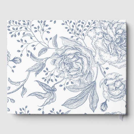Floral Periwinkle Blue Elegant Bruiloft Gastenboek (Achterkant)