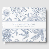 Floral Periwinkle Blue Elegant Bruiloft Gastenboek (Voorkant)