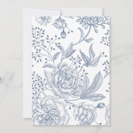 Floral Periwinkle Blue Elegant Rehearsal Dinner Kaart (Achterkant)