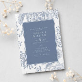 Floral Periwinkle Blue Elegant Rehearsal Dinner Kaart