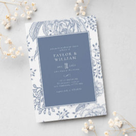 Floral Periwinkle Blue Elegant Rehearsal Dinner Kaart