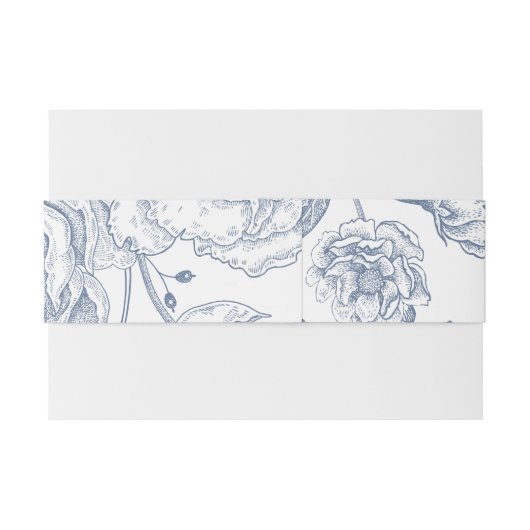 Floral Periwinkle Blue Elegant Tuin Bruiloft Uitnodigingen Wikkel (Achterkant Voorbeeld)