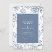 Floral Periwinkle Blue Elegant Vrijgezellenfeest Kaart (Voorkant)