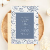 Floral Periwinkle Blue Elegant Vrijgezellenfeest Kaart