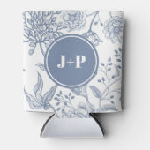 Floral Periwinkle Blue Monogram Wedding Blikjeskoeler (Voorkant)