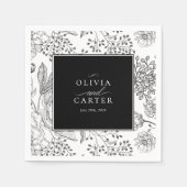 Floral Periwinkle Elegant Black Wedding Servet (Voorkant)