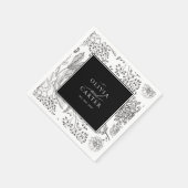 Floral Periwinkle Elegant Black Wedding Servet (Hoek)