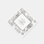 Floral Periwinkle Elegant Black Wedding Servet (Hoek)