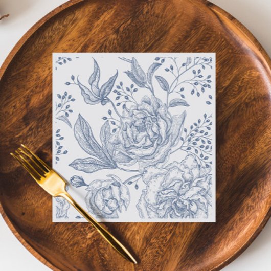 Floral Periwinkle Elegant Blue Wedding Servet