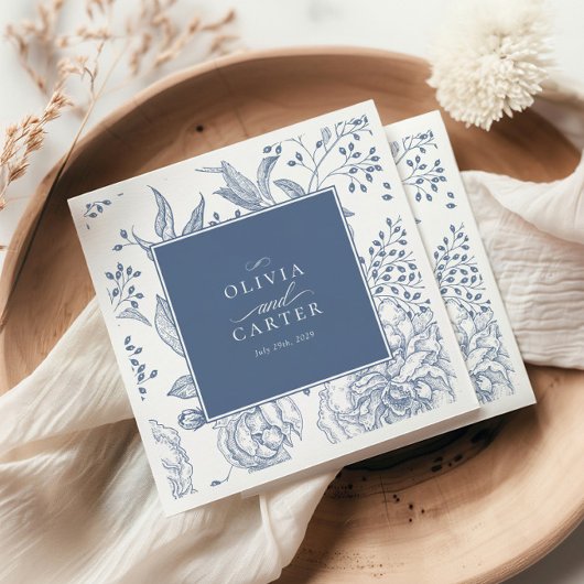 Floral Periwinkle Elegant Blue Wedding Servet