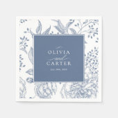Floral Periwinkle Elegant Blue Wedding Servet (Voorkant)