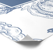 Floral Periwinkle Elegant repetitie diner teken Poster (Hoek)