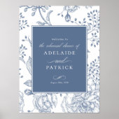 Floral Periwinkle Elegant repetitie diner teken Poster (Voorkant)