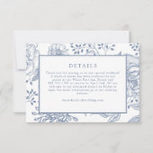 Floral Periwinkle Elegant Wedding Details Kaart (Voorkant)