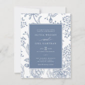 Floral Periwinkle Elegant Wedding Kaart (Voorkant)