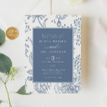 Floral Periwinkle Elegant Wedding Kaart<br><div class="desc">Floral Periwinkle Elegant Wedding Invitation</div>