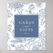Floral Periwinkle Elegant Wedding Kaarten Gifts Si Poster (Voorkant)