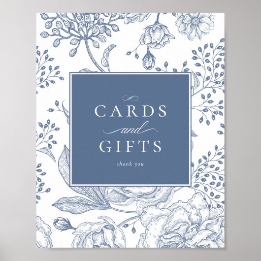 Floral Periwinkle Elegant Wedding Kaarten Gifts Si Poster (Voorkant)