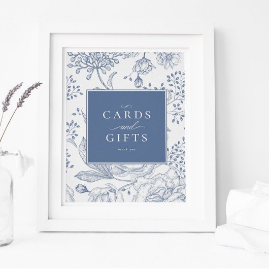 Floral Periwinkle Elegant Wedding Kaarten Gifts Si Poster