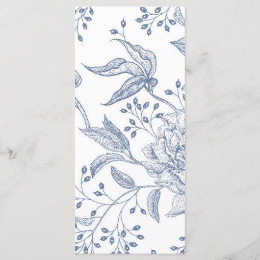 Floral Periwinkle Elegant Wedding Reception Menu (Achterkant)