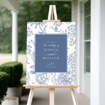 Floral Periwinkle Elegant Wedding Welcome Sign