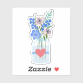 Floral Periwinkle Masons Jar Sticker (Vel)