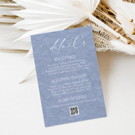 Floral Periwinkle Rustic Wedding QR Details Informatiekaartje