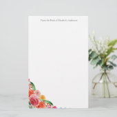Floral Personal Business Pink Red Blue Yellow Briefpapier (Staand voorkant)