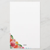 Floral Personal Business Pink Red Blue Yellow Briefpapier (Achterkant)